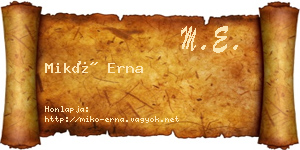 Mikó Erna névjegykártya